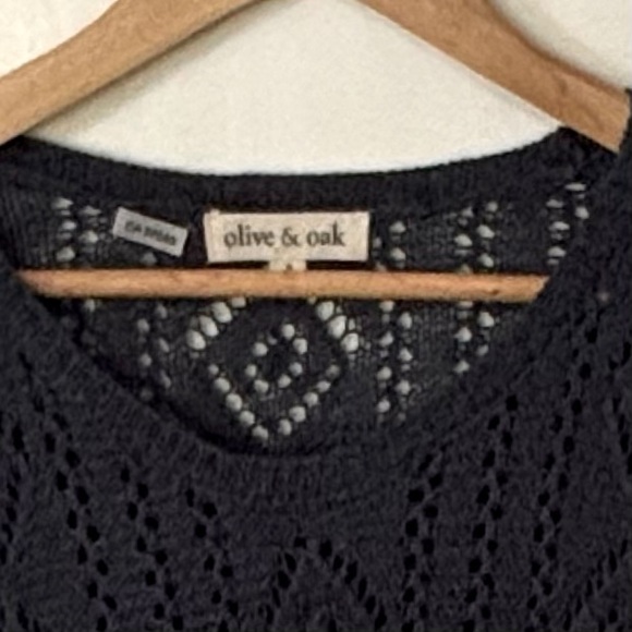 Olive & Oak| Slate Blue Thin Knit V-Neck Tunic Sweater Sz S - Picture 3 of 4